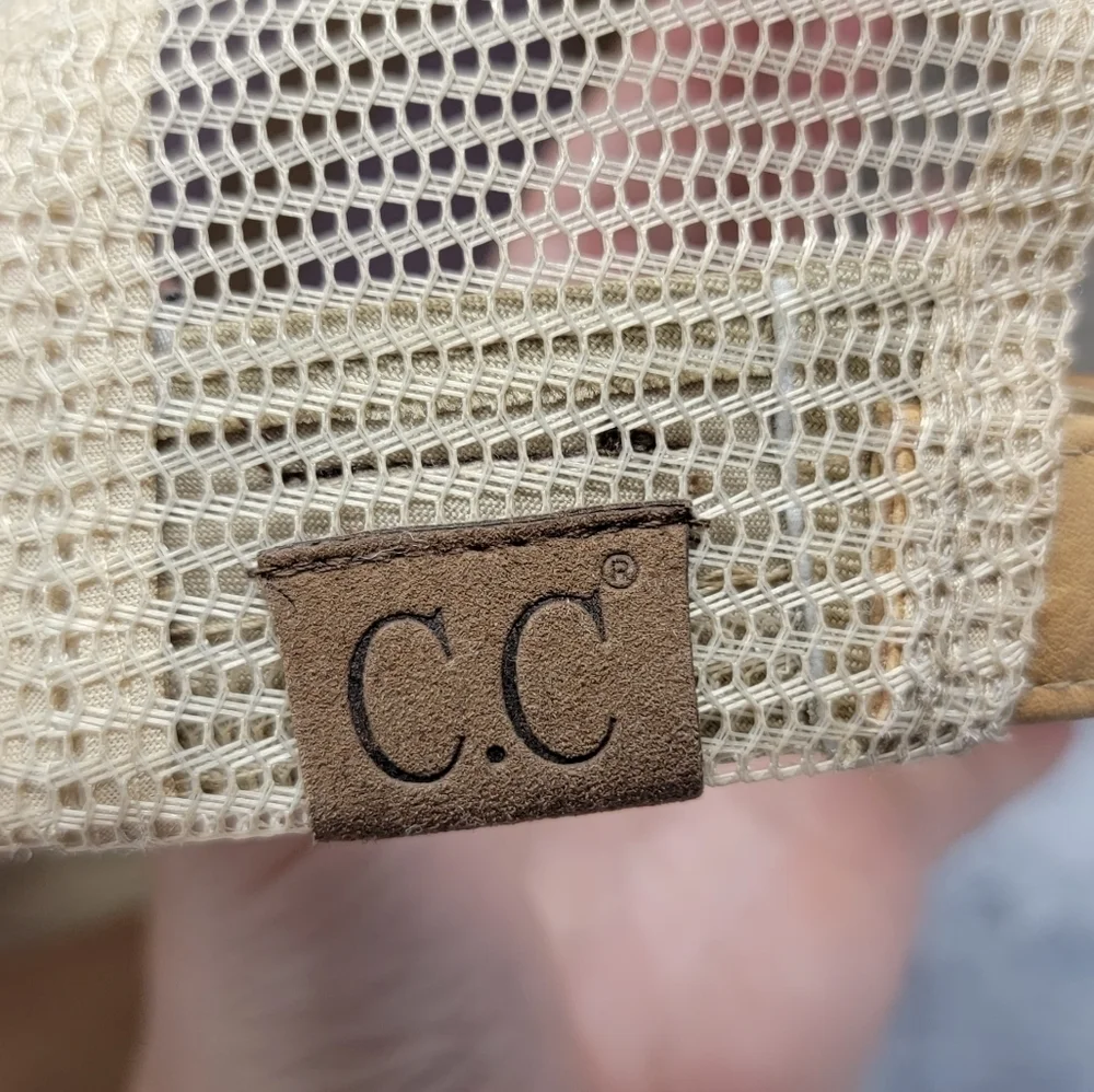 C&C | Tan Faux Leather Mesh Back Adjustable Trucker Cap Hat Neutral Casual
